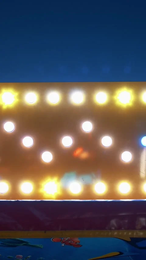 Blurred background of flashing light. Theme park. Fun Fair at Night. Amusement Stock Footage 317537596