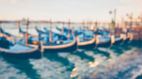 Blurred background with gondolas. Stock Photos