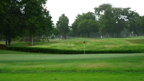 Blurred background green golf field with recreation sport training course. Blurr Видео 265050009