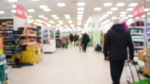 Blurred background of grocery store and people in the supermarket 動画素材 211165835
