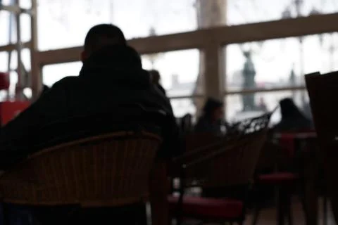 Blurred background of guests in cafe Foto stock