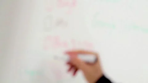 Blurred Background Hand Writing on Whiteboard with Red Marker Stock Footage 320523130