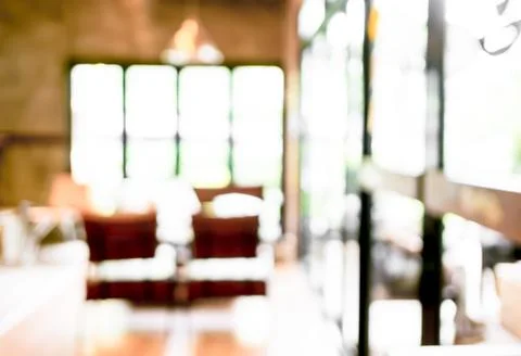 Blurred background : inside of Coffee shop blur background with bokeh Foto stock