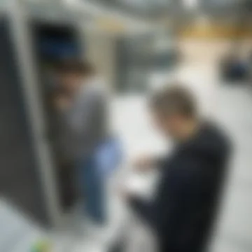 Blurred Background of IT Professionals Working in Data Center Server Room Stock Photos