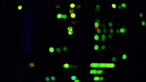 Blurred background of LED lights of server telecommunications equipment, abstrac Video stock 167261290