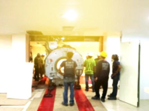Blurred Background of Maintenance Engineering Installation and checking MRI s Stock Photos
