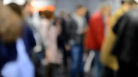 Blurred background many people crowd inside Stock Footage 87290339