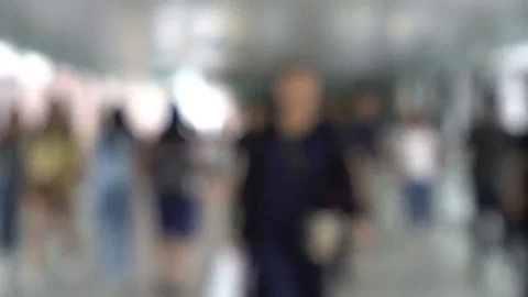 Blurred background with many people walking in the scene Stock Footage 81459238