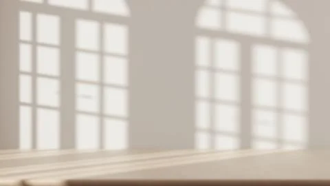 Blurred background, marble table with white stucco wall background with win.. Stock Illustration