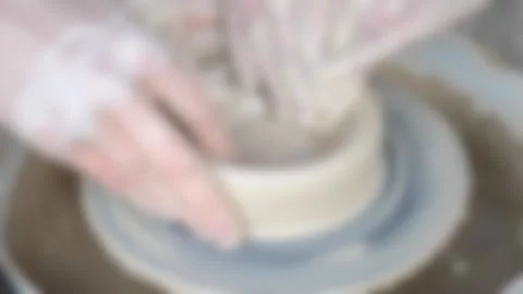 Blurred background. Master class on modeling of clay. Stock Footage 136010255