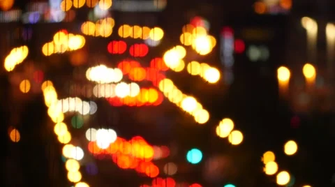 Blurred background of moving car in the night Stock Footage 53286542