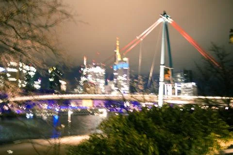 Blurred background of the new town from bridge. Stock Photos