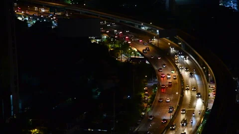 Blurred background night city bokeh car drive on road in nightlife Video stock 249979655