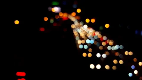 Blurred background night city bokeh car drive on road in nightlife Vídeos de archivo 265204156