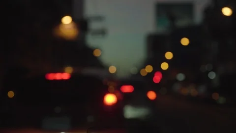 Blurred background of night traffic jam in city with traffic light and cars o Stock-Footage 95753178