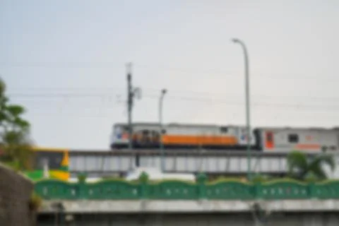 Blurred background of a passenger train. Stock Photos