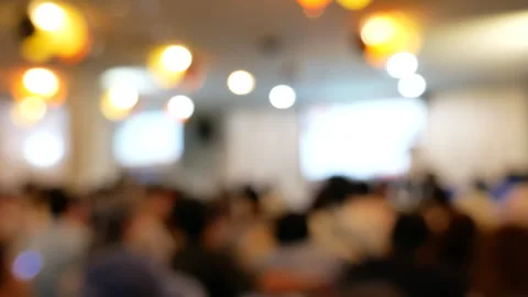 Blurred background people join seminar business event in auditorium hall convent Stock Footage 263790047
