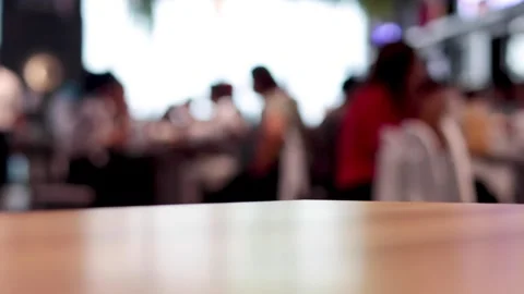 Blurred background of people sitting at tables in restaurant or cafe ambian.. 스톡 동영상 333811428
