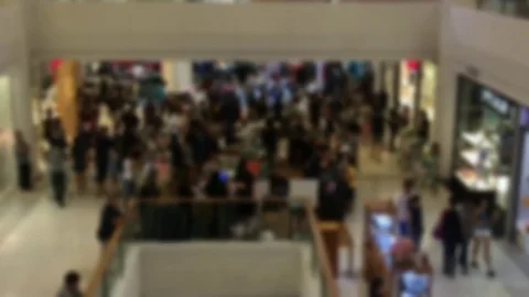 Blurred Background of People Walking and Shopping Inside the Mall Stock Footage 84968220
