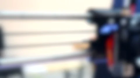 Blurred background. The process of working 3D printer and creating Stock Footage 134908153