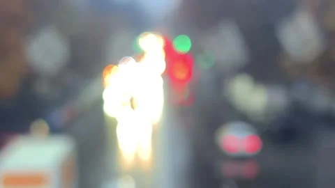 Blurred background. Red and white bokeh lights. City view Stock Footage 302728110
