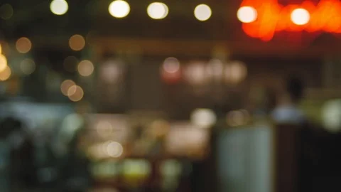 Blurred background of restaurant with abstract bokeh ligh 스톡 동영상 107384321