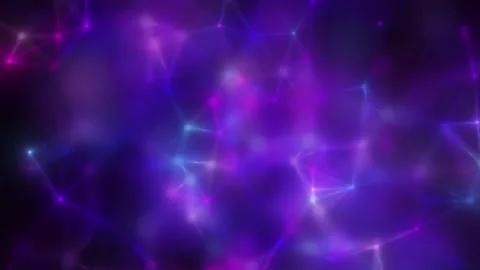 Blurred background of rotating neon lines and glowing spots. Digital nebula Stock Footage 161689611