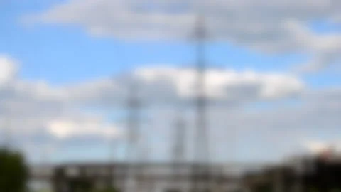 Blurred background. timelapse or fast video power lines and sky with clouds, Video stock 136273688
