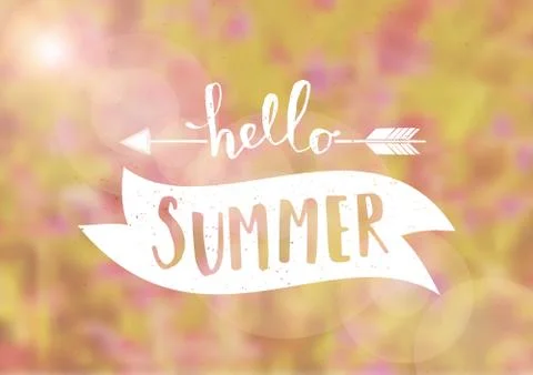 Blurred Background Typographic Summer Design Stock Illustration