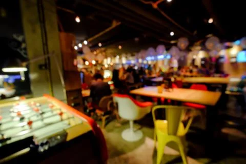 Blurred background of an underground pub or restaurant Stock Photos