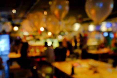 Blurred background of an underground pub or restaurant Stock Photos