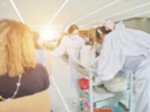 Blurred background vaccinate queue. Stock Photos