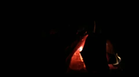 Blurred background video of the fire in the fireplace on the right side Stock Footage 168768067