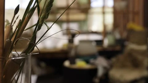 Blurred background view of the interior of the potter's workshop Stock Footage 277907515
