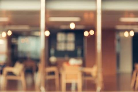 Blurred background - Vintage filter Customer in Coffee shop blur background Stock Photos