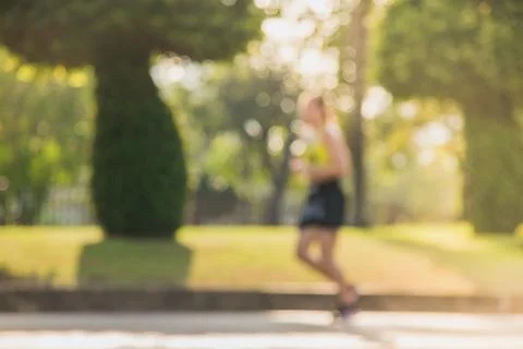 Blurred backgrounds of people exercise running,walking,jogging at park in the Fotos de archivo