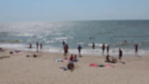 Blurred beach view from the hillock. Panorama. Stock Footage