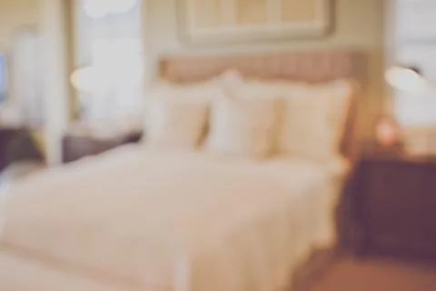 Blurred Bedroom applying Retro Instagram Style Filter Foto stock