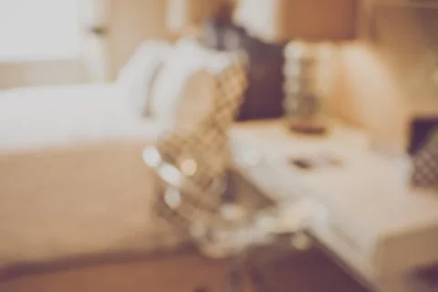 Blurred Bedroom with Computer with Retro Instagram Style Filter Stock Photos