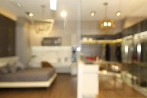 Blurred bedroom interior design as background Stock Photos