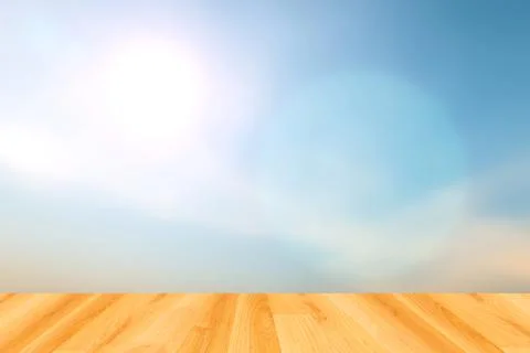 Blurred blue sky backgrounds and Wood Floor Stock Illustration