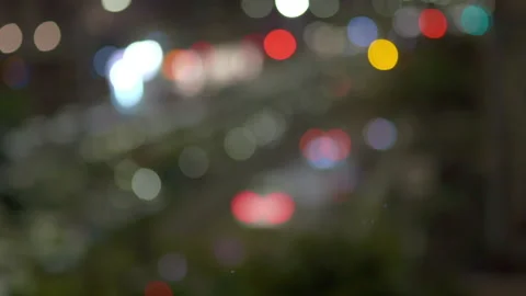 Blurred bokeh background of night traffic jam on the road, blurred blinking Stock Footage 233247850