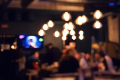 Blurred bokeh of the bar interior. Foto stock