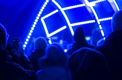 Blurred bokeh Light on a dark background. Stock Photos