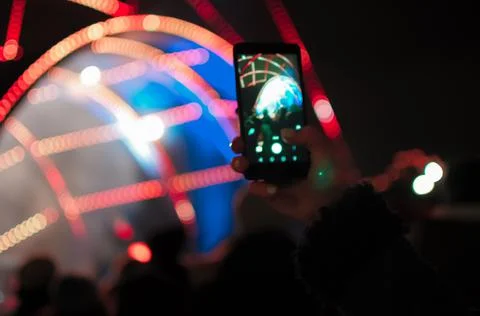 Blurred bokeh Light on a dark background. Stock Photos
