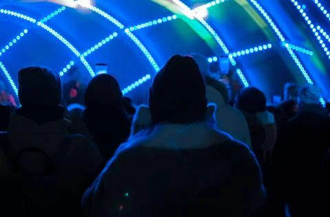 Blurred bokeh Light on a dark background. Stock Photos