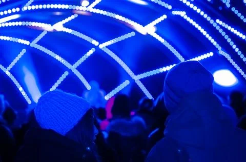 Blurred bokeh Light on a dark background. Stock Photos