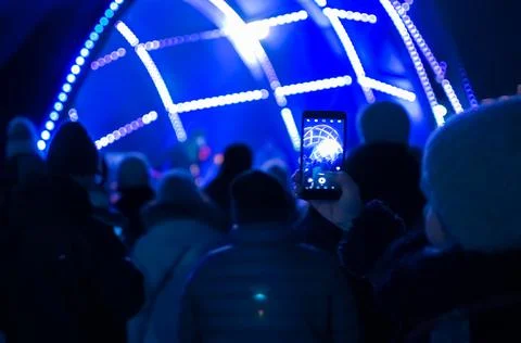 Blurred bokeh Light on a dark background. Stock Photos