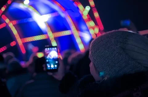 Blurred bokeh Light on a dark background. Stock Photos