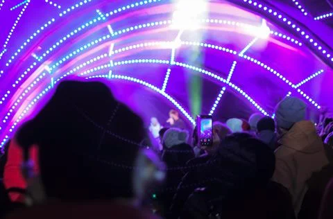 Blurred bokeh Light on a dark background. Stock Photos